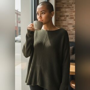 Lauren Ralph Lauren Olive Green Ribbed Boat Neck Sweater